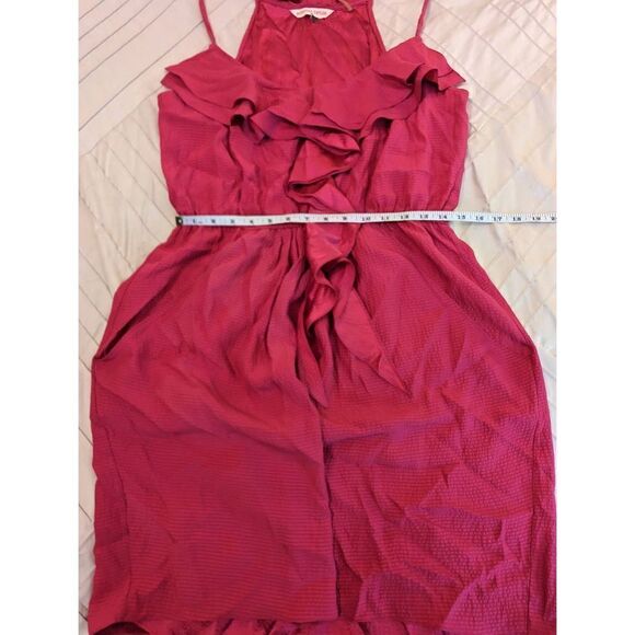 Rebecca Taylor fuschia ruffle front sleeveless silk dress sz 12 euc - Picture 4 of 6